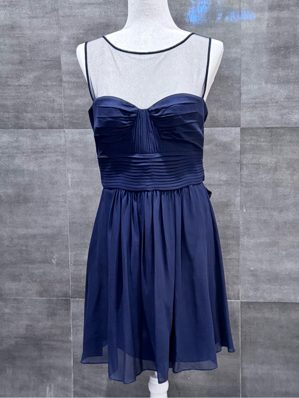 BCBGMaxAzria Navy Blue Silk Cocktail Dress, Size 10